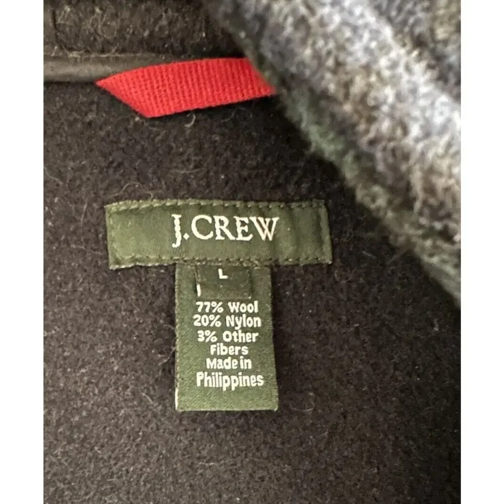 J. Crew Plaid Wool Peacoat Toggle Hooded Coat Green Blue Women's Size Large - Picture 6 of 6
